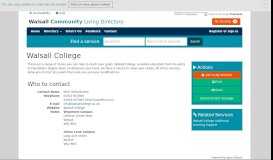 
							         Walsall College | Walsall Community Living Directory								  
							    