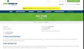 
							         Waltham | Pro Sports Orthopedics								  
							    
