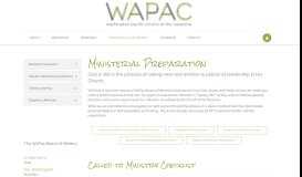 
							         WAPAC > Ministerial Development > Ministerial Preparation								  
							    