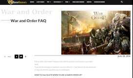
							         War and Order FAQ | GamerDiscovery								  
							    