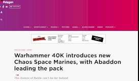 
							         Warhammer 40K introduces new Chaos Space Marines, with ...								  
							    