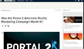 
							         Was the Portal 2 Alternate Reality Marketing Campaign Worth It?								  
							    