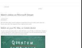 
							         Watch videos on Microsoft Stream | Microsoft Docs								  
							    