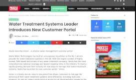 
							         Water Treatment Systems Leader Introduces New Customer Portal ...								  
							    