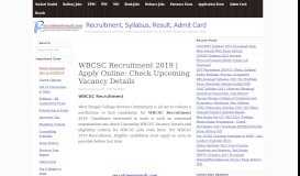 
							         WBCSC Recruitment 2019 | Apply Online: Check Upcoming Vacancy ...								  
							    