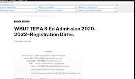 
							         WBUTTEPA B.Ed Admission 2019-2021~Registration Dates								  
							    