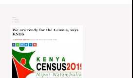 
							         We are ready for the Census, says KNBS : The Standard								  
							    