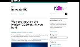 
							         We need input on the Horizon 2020 grants you hold - Innovate UK								  
							    