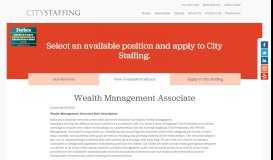 
							         Wealth Management Associate | City Staffing								  
							    