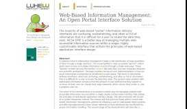 
							         Web-Based Information Management: An Open Portal Interface Solution								  
							    