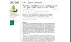 
							         Web-Based Information Management: An Open Portal ... - LukeW								  
							    