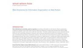 
							         Web Directories for Information Organization on Web Portals								  
							    