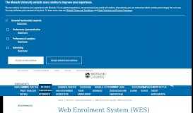 
							         Web Enrolment System (WES) guides - Enrolments - Monash University								  
							    