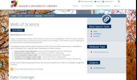 
							         Web of Science | Queen's University Library								  
							    