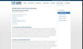 
							         Web Portal API Technical Documentation - BinDB								  
							    