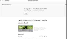 
							         Web Sites Listing Informants Concern Justice Dept. - The New ...								  
							    