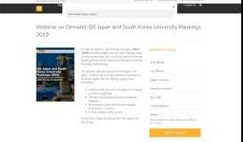 
							         Webinar on Demand: QS Japan and South Korea University Rankings ...								  
							    