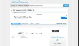 
							         webmail.mcb.com.pk at Website Informer. Visit Webmail Mcb.								  
							    