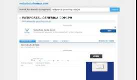 
							         webportal.generika.com.ph at Website Informer. Visit Webportal ...								  
							    
