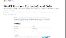 
							         WebPT Reviews, Ratings, Pricing Info and FAQs - The SMB Guide								  
							    