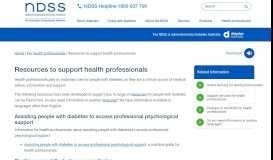
							         Website Resources for Health Professionals - NDSS								  
							    