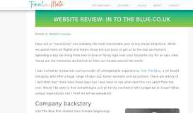 
							         Website review: In To The Blue.co.uk - Travel With a Mate								  
							    