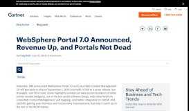 
							         WebSphere Portal 7.0 Announced, Revenue Up, and Portals Not Dead								  
							    