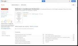 
							         Webster's Condensed Dictionary: A Condensed Dictionary of the ...								  
							    