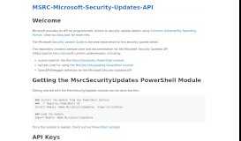 
							         Welcome | MSRC-Microsoft-Security-Updates-API								  
							    
