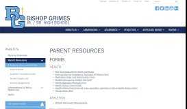 
							         Welcome to Bishop Grimes: Parent Resources								  
							    