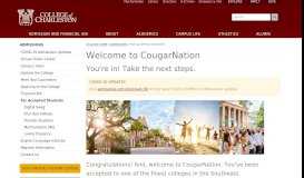 
							         Welcome to CougarNation - College of Charleston								  
							    