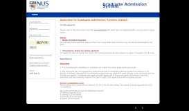 
							         Welcome to Graduate Admission System (GDA2), National ... - NUS								  
							    