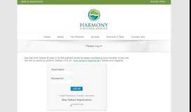 
							         Welcome to Harmony Functional Medicine's Patient Portal								  
							    