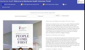 
							         Welcome to Mackenzie Health Volunteer Portal								  
							    