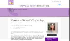 
							         Welcome to Ms. Nash's Teacher Page – Alison Nash – East Bay Arts ...								  
							    