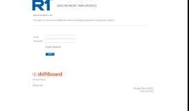 
							         Welcome to R1 RCM Inc. Shiftboard Login Page								  
							    