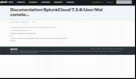 
							         Welcome to Splunk Cloud! - Splunk Documentation								  
							    