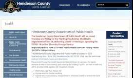 
							         Welcome to the Health Department! | Henderson County North Carolina								  
							    