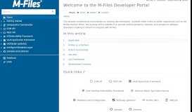 
							         Welcome to the M-Files Developer Portal								  
							    