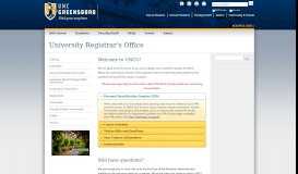 
							         Welcome to UNCG! | University Registrar's Office								  
							    