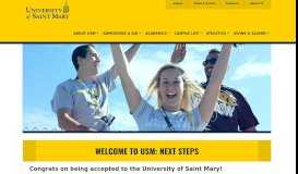 
							         Welcome to USM: Next Steps | University of Saint Mary (Kansas)								  
							    
