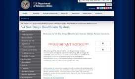 
							         Welcome to VA San Diego Healthcare System Online Patient Services								  
							    