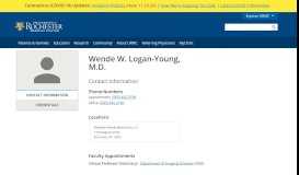 
							         Wende W. Logan-Young, M.D. - University of Rochester Medical Center								  
							    