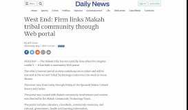 
							         West End: Firm links Makah tribal community through Web portal ...								  
							    