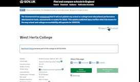 
							         West Herts College - GOV.UK - Find and compare schools in England								  
							    