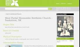 
							         West Portal Mennonite Brethren Church – Saskatoon, SK | Centre for ...								  
							    