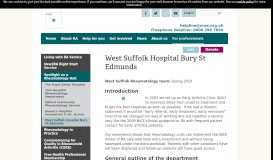 
							         West Suffolk Hospital Bury St Edmunds - NRAS - National Rheumatoid ...								  
							    