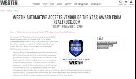 
							         Westin Automotive Accepts Vendor Of The Year Award From ...								  
							    