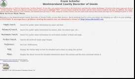 
							         Westmoreland County Recorder of Deeds Public Web Access								  
							    