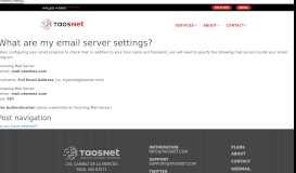 
							         What are my email server settings? – TaosNet								  
							    
